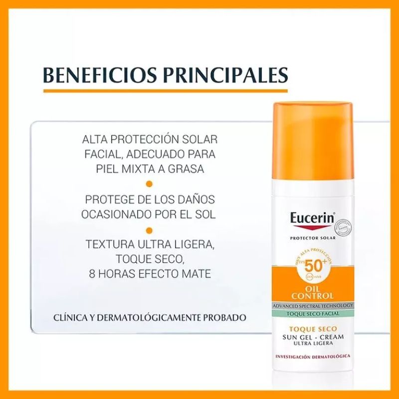 Eucerin Oil Control Protector Solar Toque Seco 50+ FPS (50 ml)