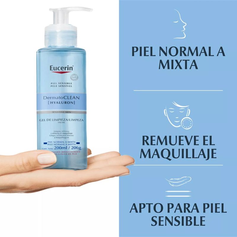 Eucerin Dermatoclean Gel Limpiador Facial para piel normal a mixta (200 ml)