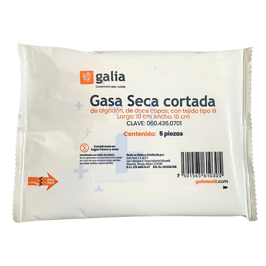 Gasa Seca Cortada (5 pzas)