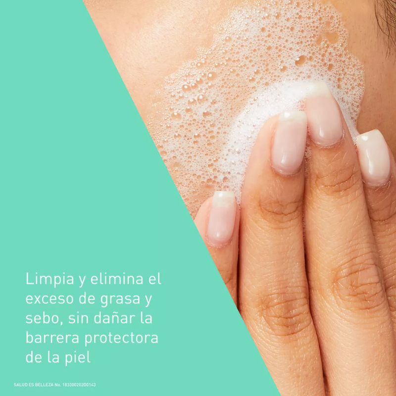 Gel Cerave Limpiador Espumoso Piel Normal A Grasa Sin Perfume De 473 Ml Día Y Noche