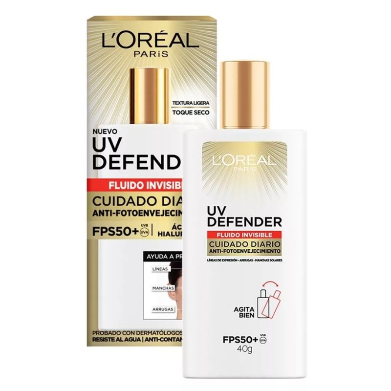L'oréal Paris Protector Solar Diario Fps50+ Uv Defender Fluido Invisible, 40ml
