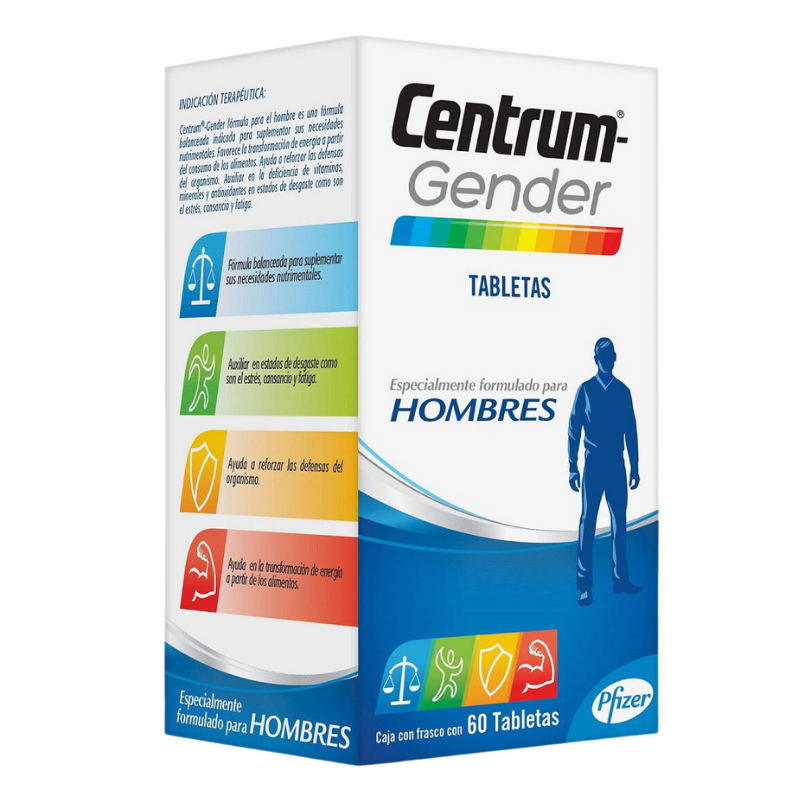 Multivitamínico Centrum Gender Adulto, Hombres, 60 Tabletas
