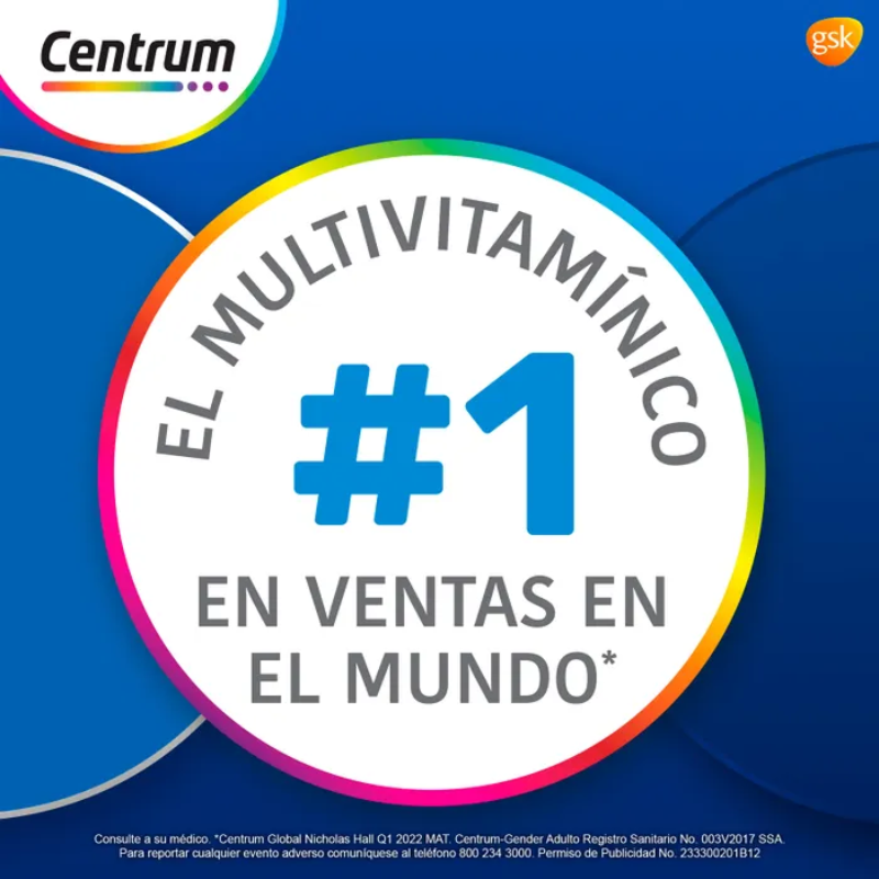 Multivitamínico Centrum Gender Adulto, Hombres, 60 Tabletas