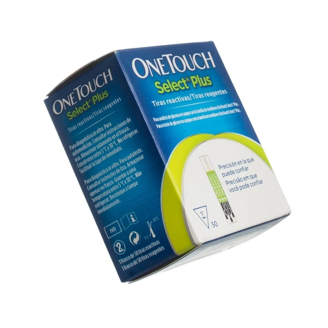 Onetouch Tiras Select Plus Paquete 50 Tiras Para Glucómetro (Blanco)