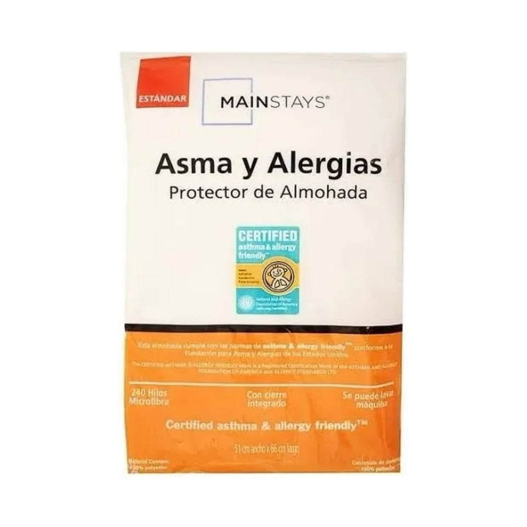 Protector Almoada Mainstays Estandar Asma Y Alergias 2 Pack Blanco Lisa