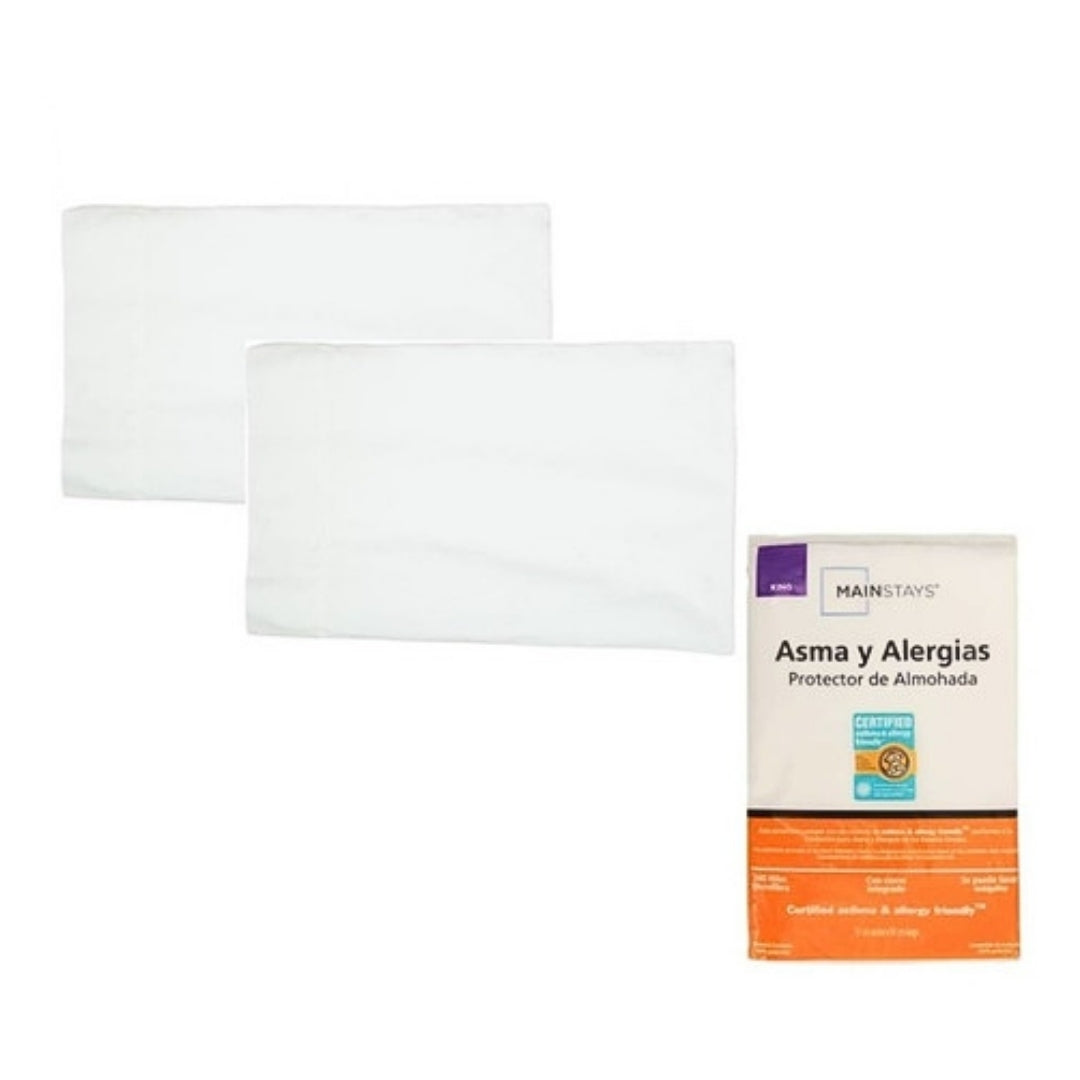 Protector Almoada Mainstays Estandar Asma Y Alergias 2 Pack Blanco Lisa