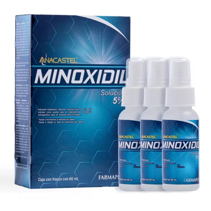 3 Piezas De Minoxidil 5% Anacastel
