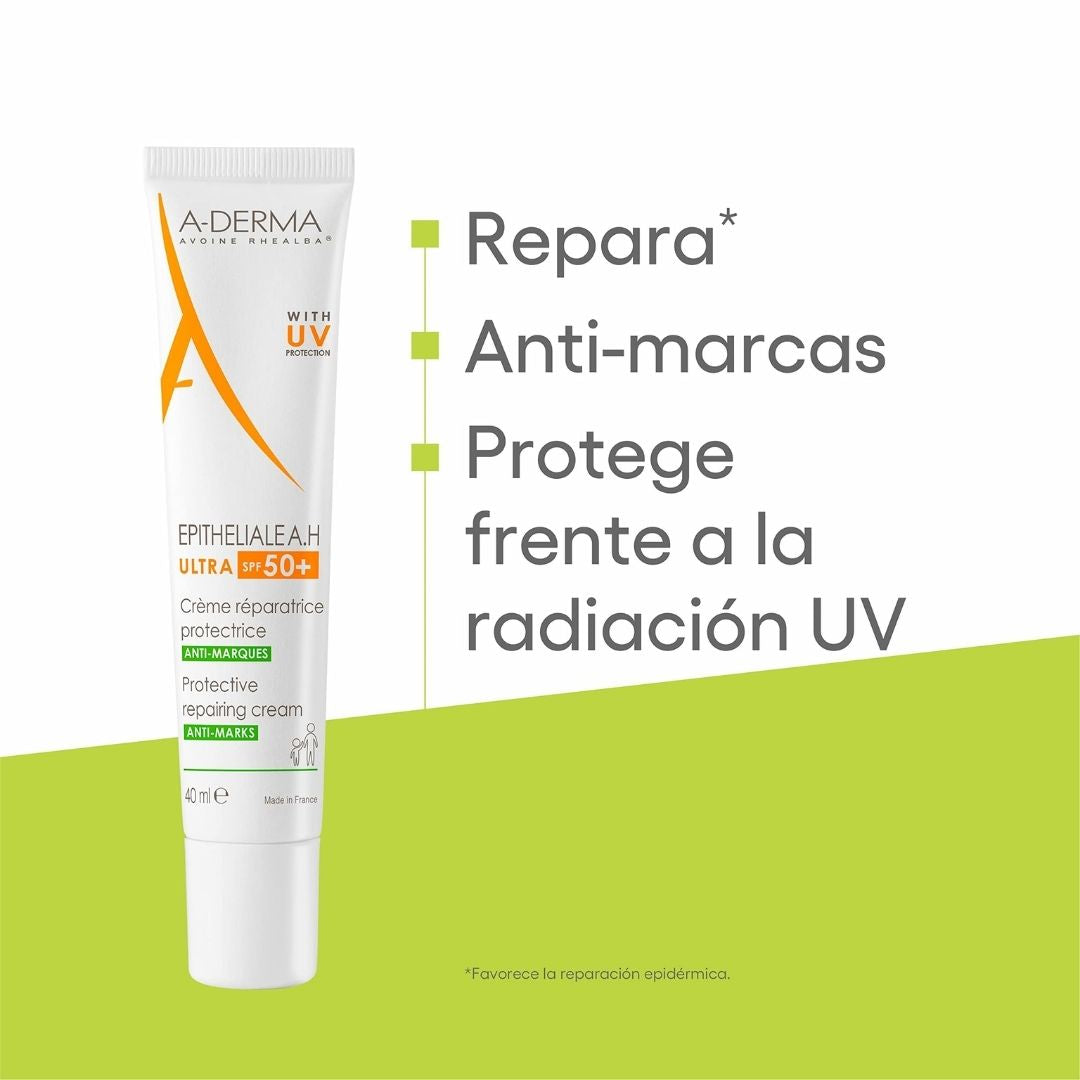 A-Derma Epitheliale A.H Ultra Crema reparadora y proteccion antimarcas FPS 50+ (40 ml)
