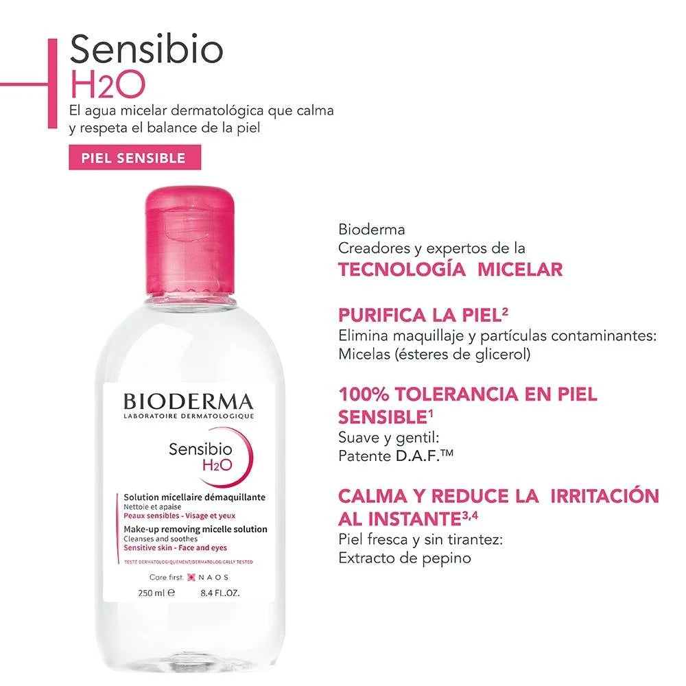Agua Micelar Bioderma Sensibio H2o P Rosacea Sensible 250ml