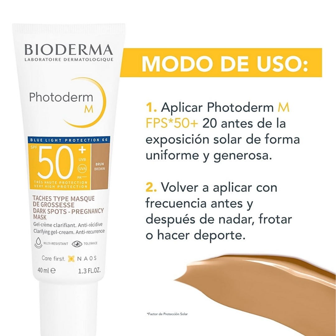BIODERMA, Protector Solar, Photoderm M Tono Bronce, FPS50+, Alta Cobertura en Manchas, Acabado Mate, 40ML
