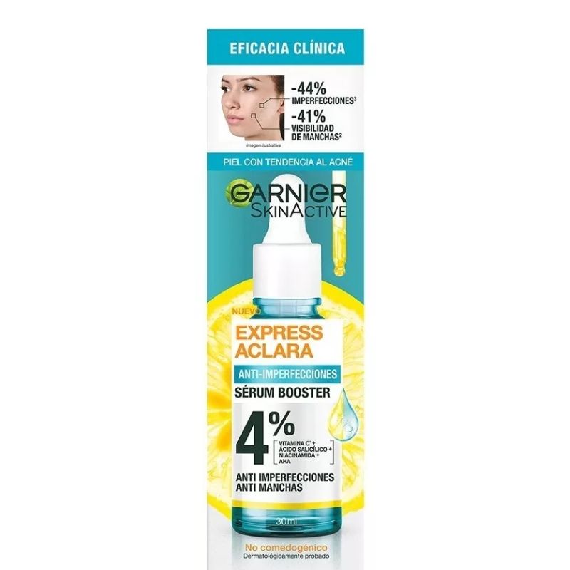Garnier Express Aclara Sérum Antiacné Con Acido Salicílico Para Día Y Noche 30 Ml