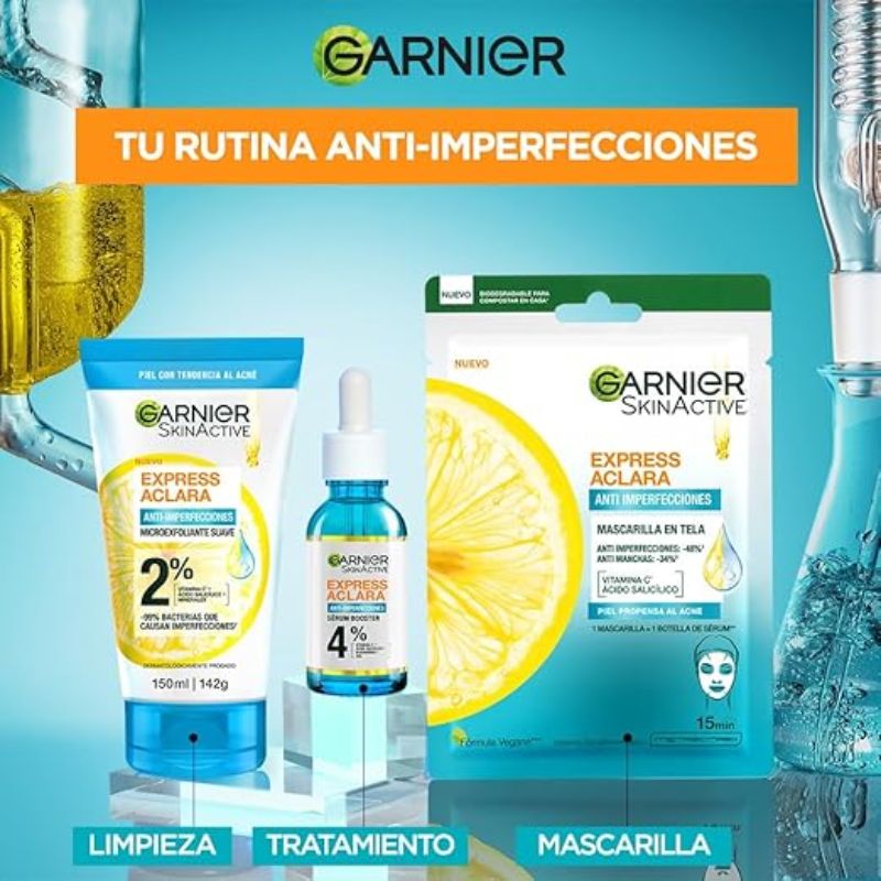 Garnier Express Aclara Sérum Antiacné Con Acido Salicílico Para Día Y Noche 30 Ml
