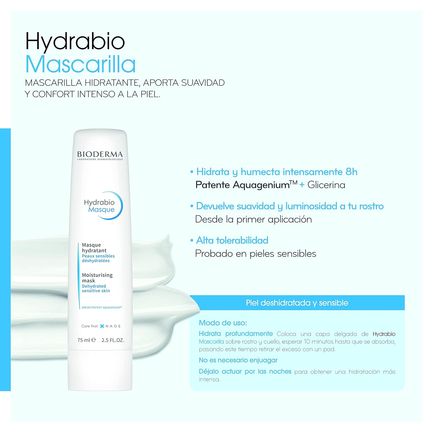 Hydrabio Mascarilla Hidratante 75ml Bioderma Tipo De Piel Sensible Y Deshidratada