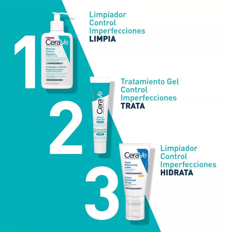 Limpiador Cerave Control Imperfecciones Para Piel Con Tendencia Acnéica De Todas Las Edades De Dia Y Noche 236ml